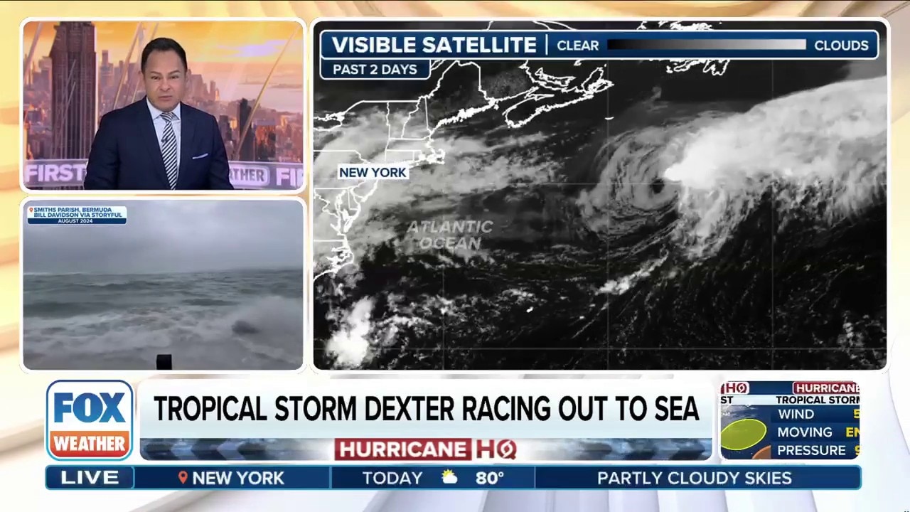 Tropical Storm Dexter continues to gain strength as it races away from US