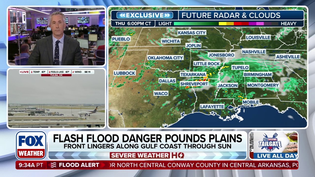Dangerous flash flood threat grows from Plains to Deep South
