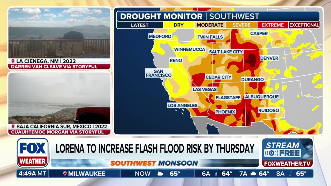Tropical moisture from Hurricane Lorena to fuel flash flood risk for US Southwest