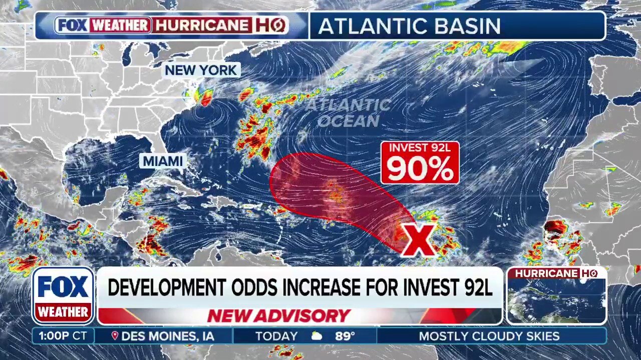 Development odds increase for Invest 92L