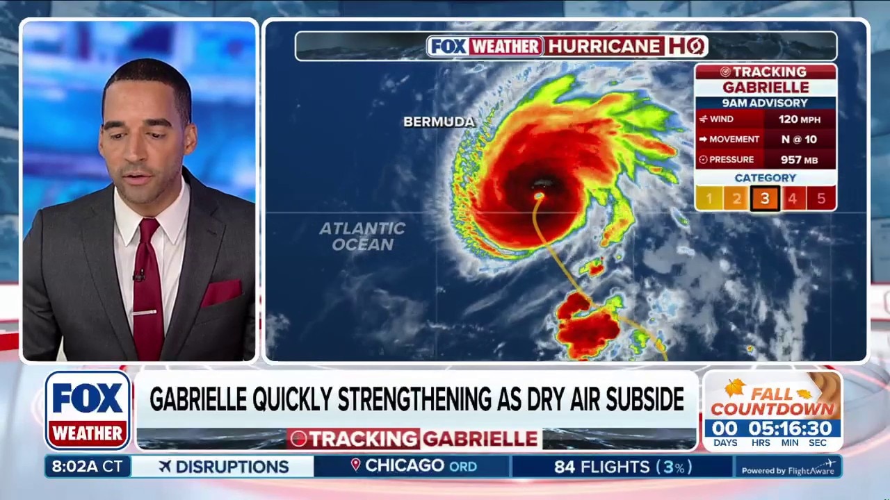 Gabrielle rapidly intensifies into major hurricane near Bermuda
