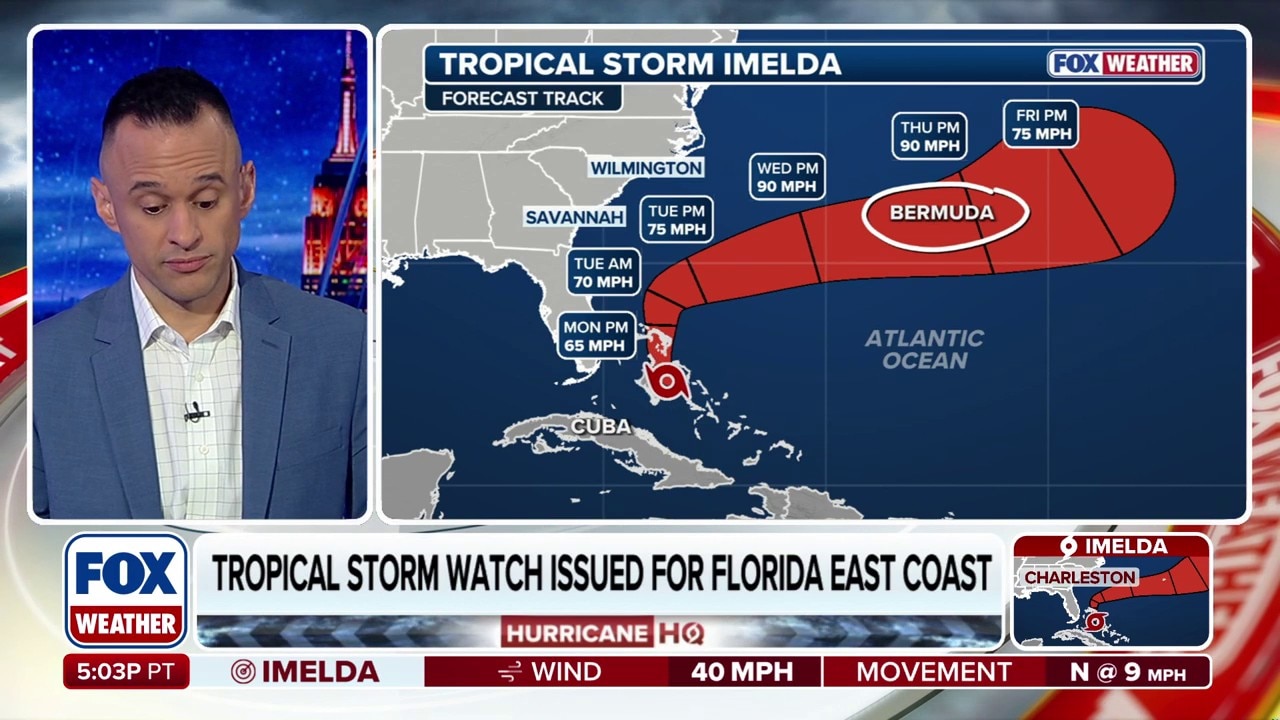 Watch Tropical Storm Imelda expected to strengthen off Southeast coast ...
