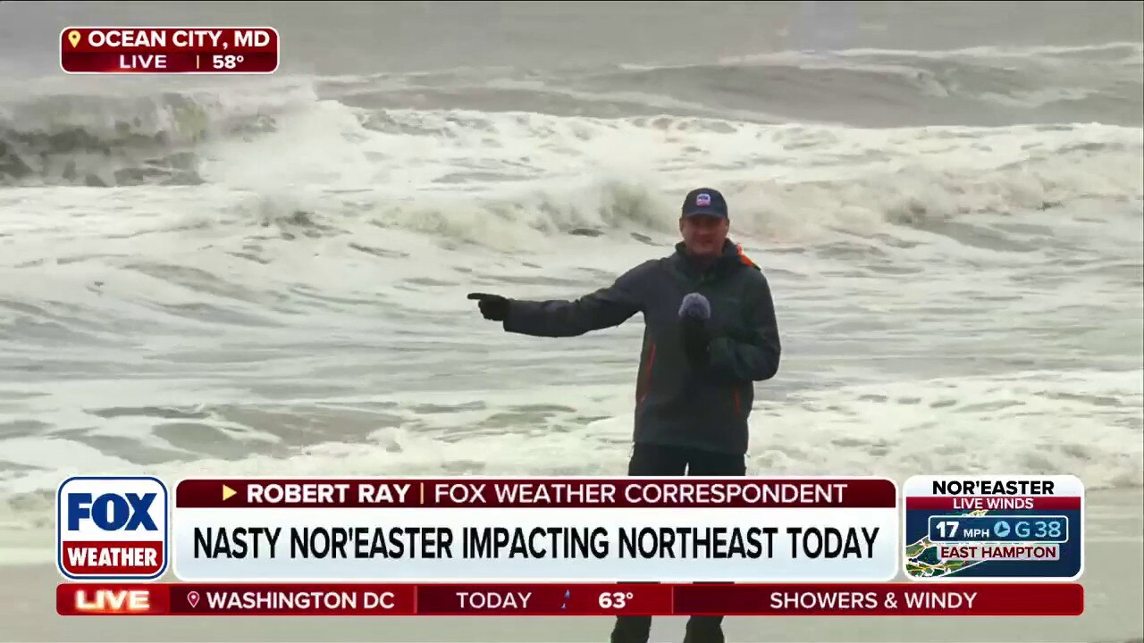 Whitecaps and swells from nor'easter tear up beaches along Maryland 