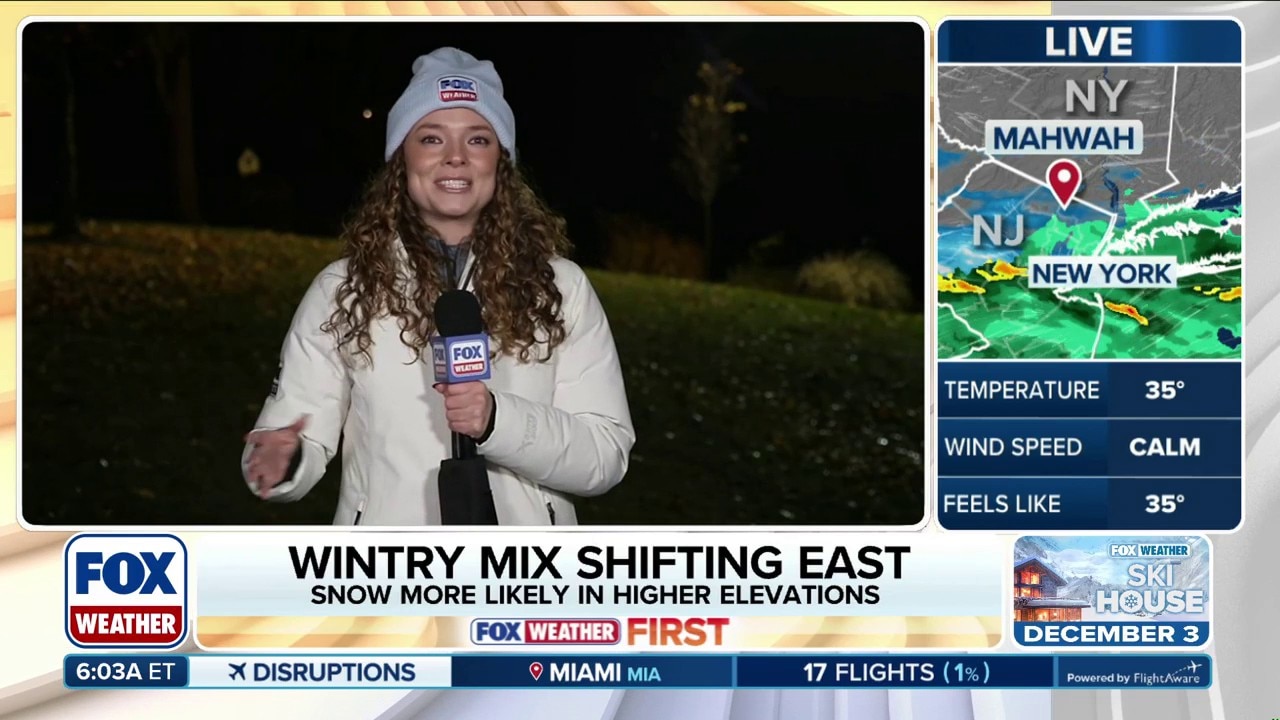Wintry mix traveling through the east coast with higher elevations set for snow