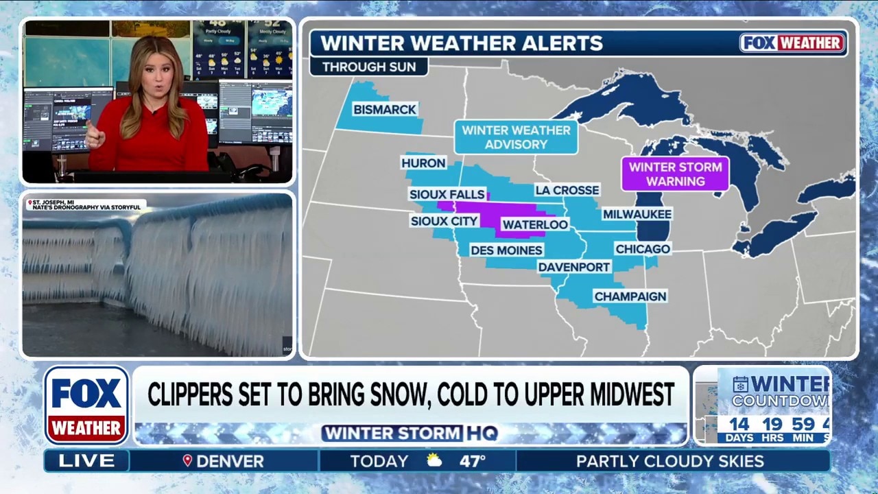 Fast-moving clippers to slam Midwest, Northeast with snow and wind