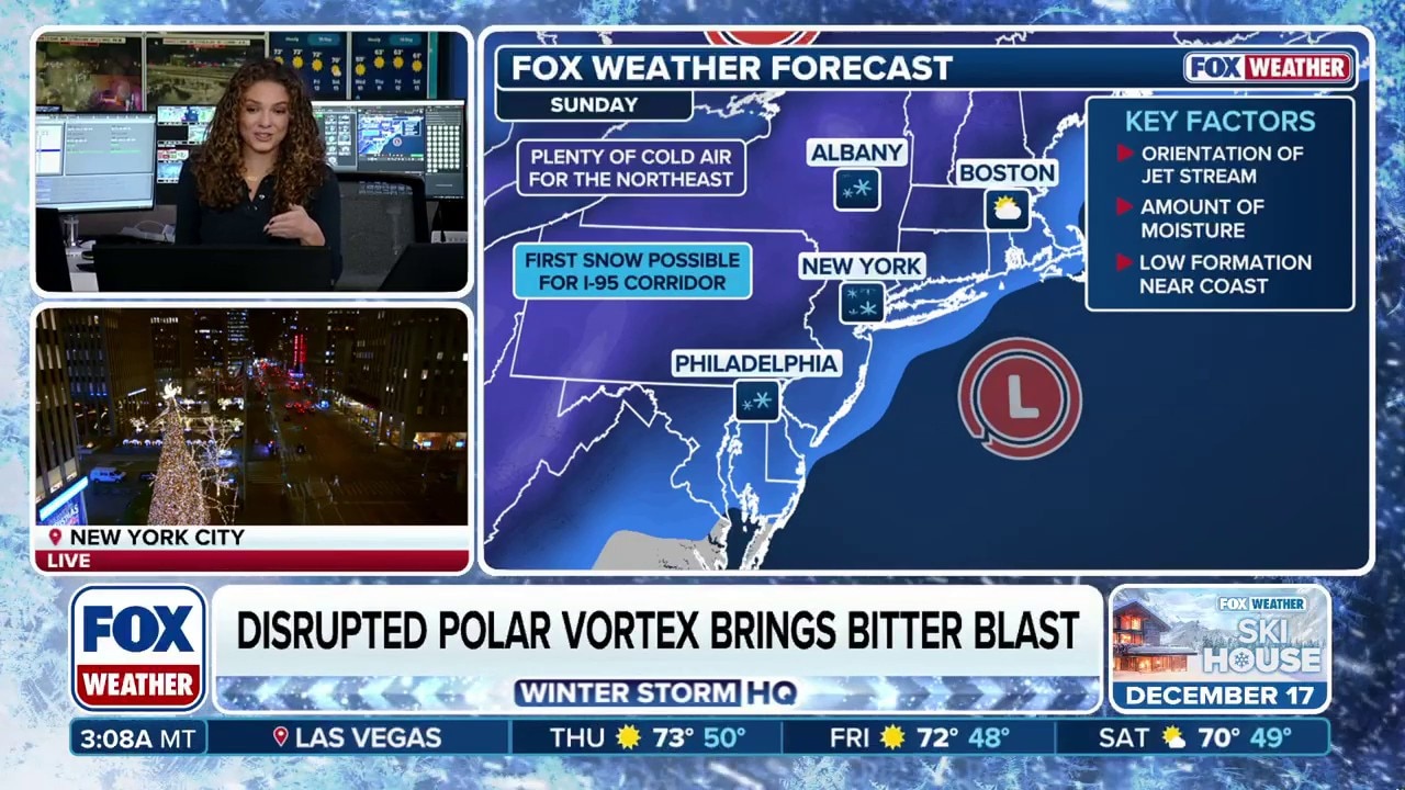 Polar Vortex could contribute to quick-hitting snowstorm for Interstate 95 corridor in the Northeast
