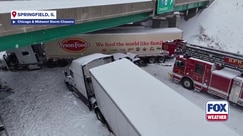 Drone video shows multi-vehicle pileup on Interstate 55 during snowstorm in Illinois
