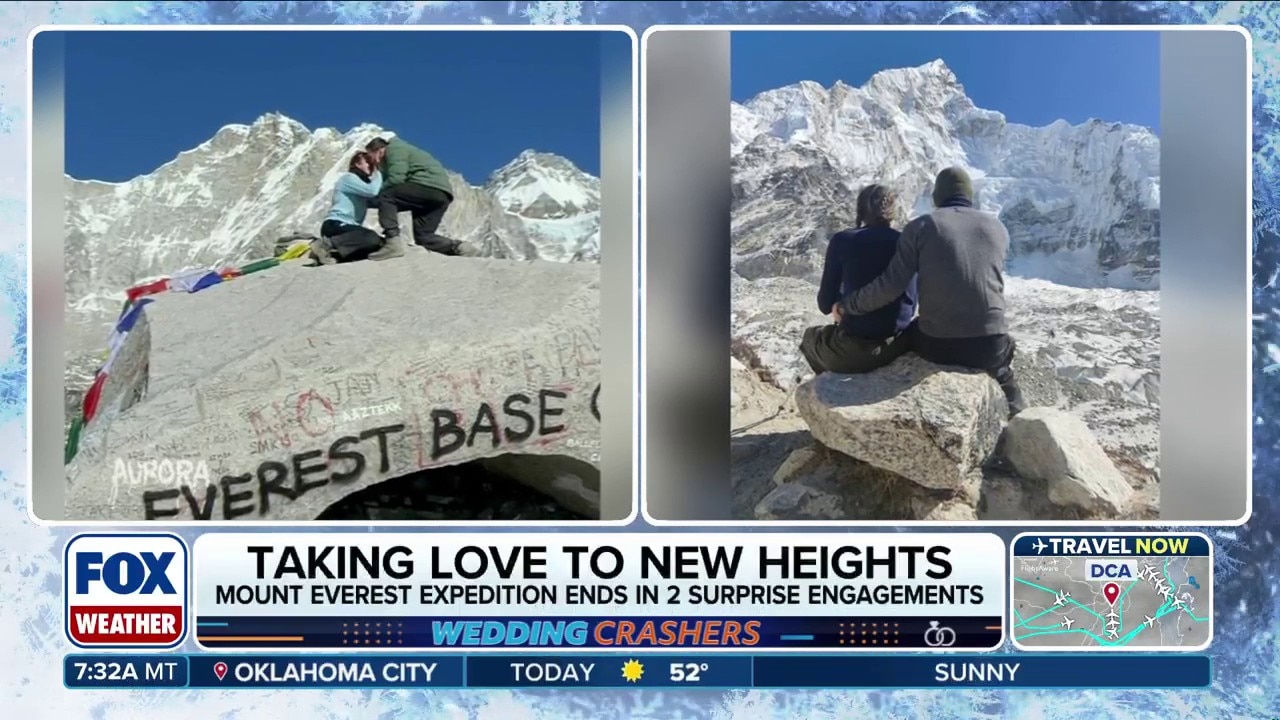 Hike to Everest Base Camp ends in surprise engagement for 2 couples