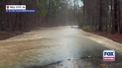 Watch: Flooding covers roadway in Pell City, Alabama during severe storms