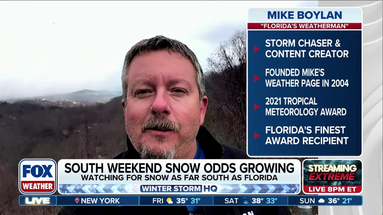 Odds for weekend snowfall increase in southern U.S.
