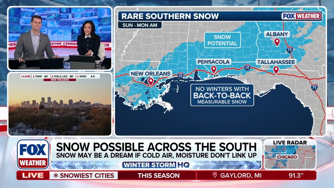 Chance for snow across parts of Florida, Georgia, Carolinas this weekend