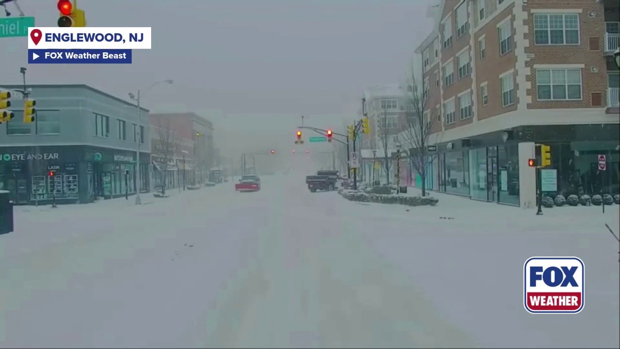 New Jersey town covered in snow as major winter storm moves over area