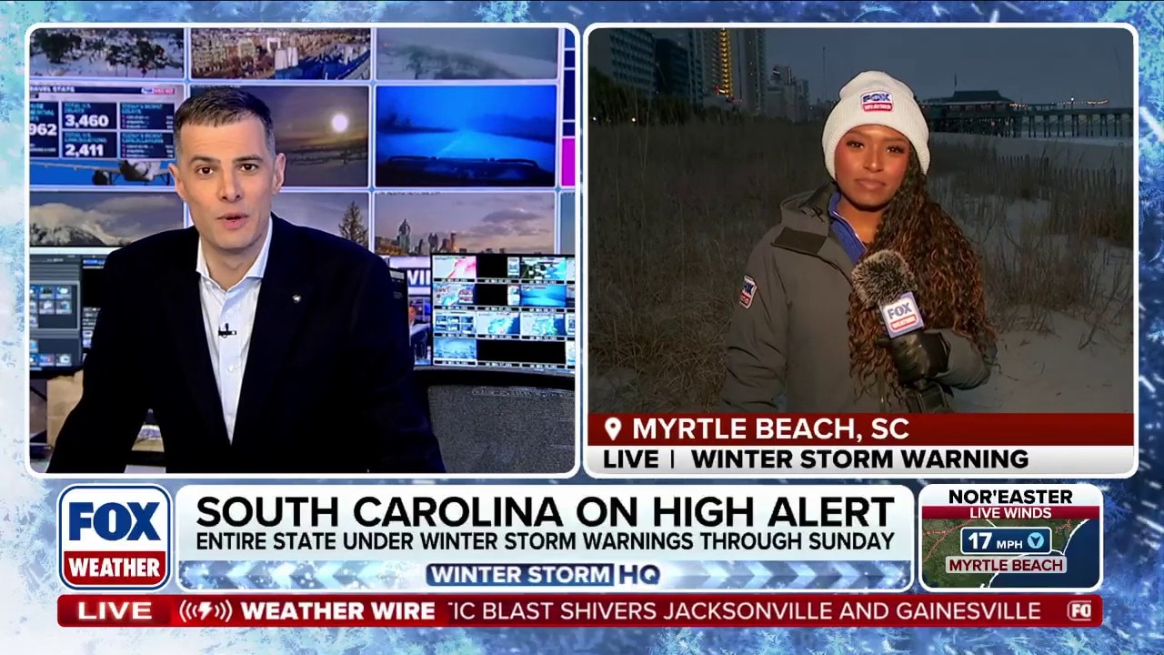 Rare winter weather has South Carolina on high alert as nor'easter charges up the East Coat