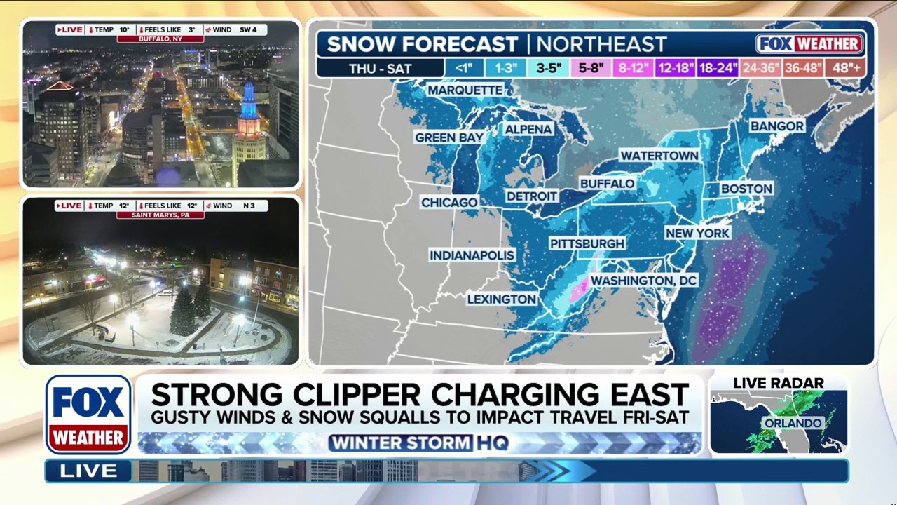 Fast-moving clipper set to bring more snow across Northeast