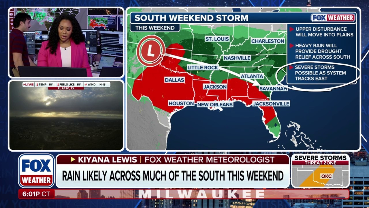 Watch Severe weather threat increases across the South throughout ...
