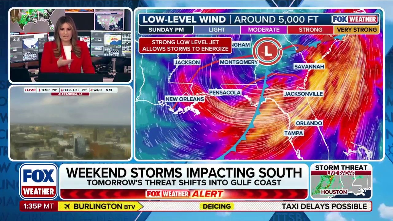 Weekend severe storms impacting the South, threatening thunderstorms and tornadoes Saturday night