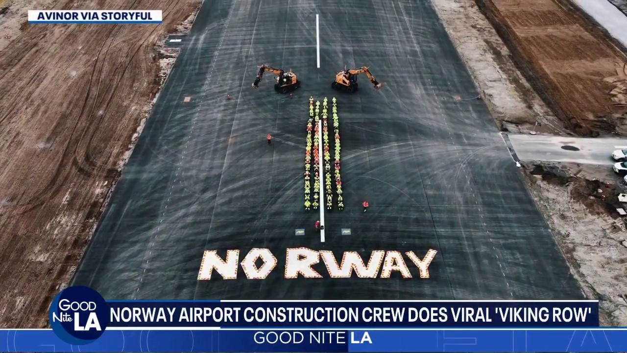 Norway airport construction crew's 'viking row' goes viral