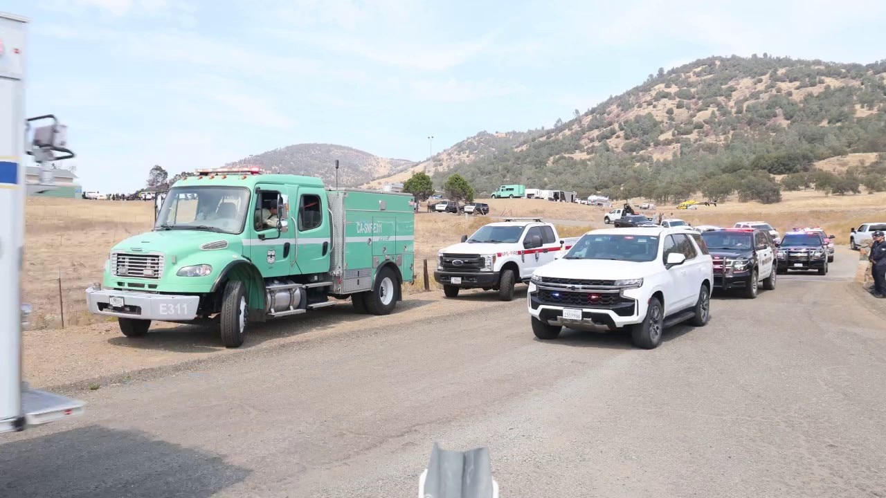 Honor escort for fallen firefighters of Yosemite Dome Fire