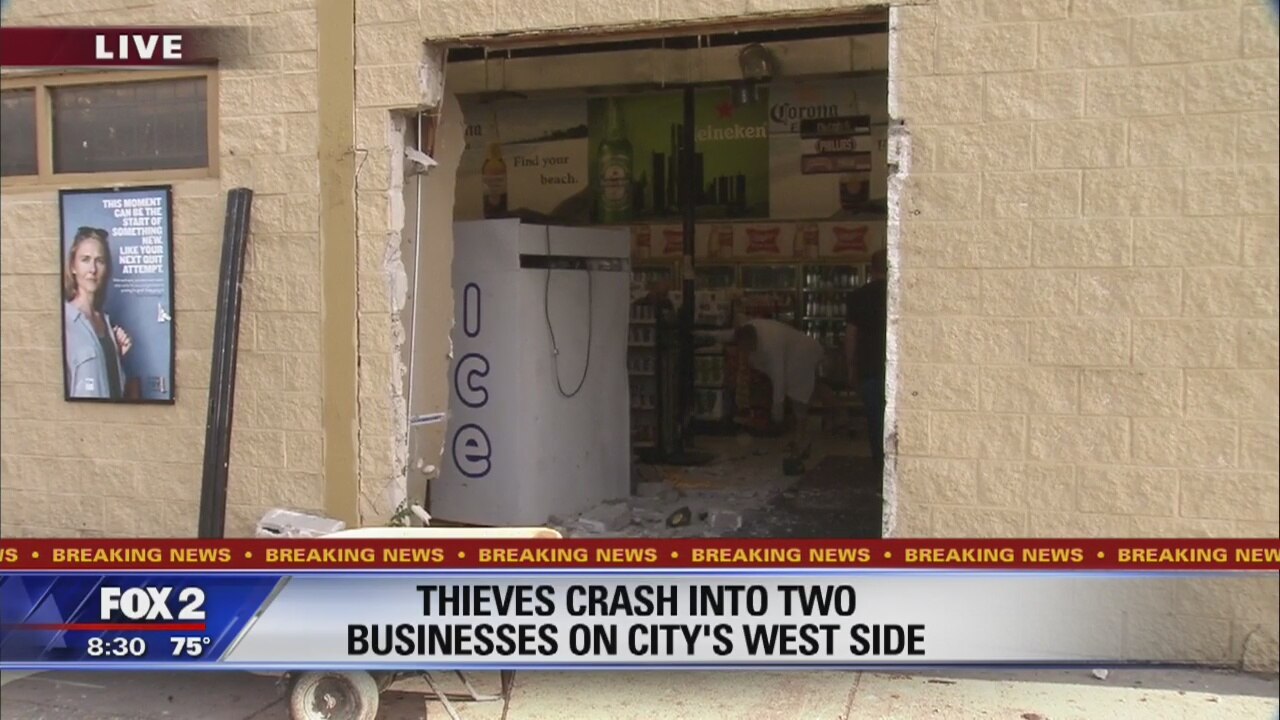 Thieves smash into two liquor stores overnight on Detroit's west side