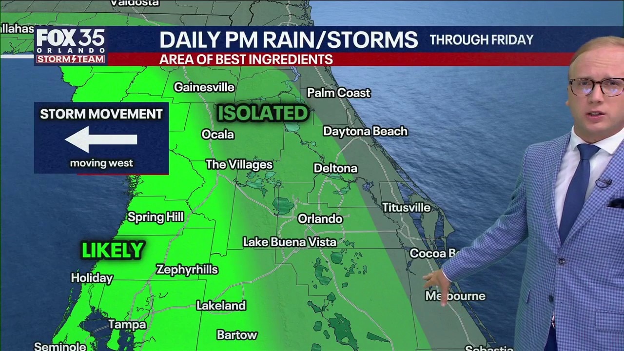 Orlando Weather Forecast: Tracking heat and PM showers
