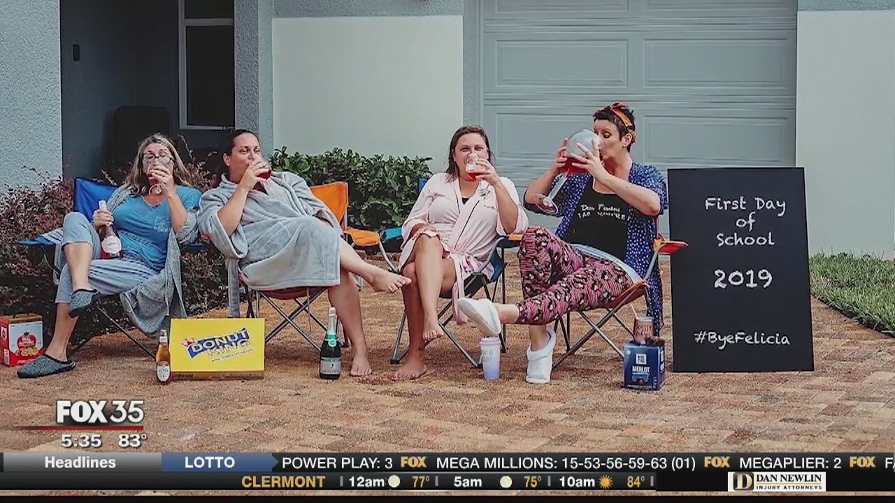 Moms celebrate first day of school
