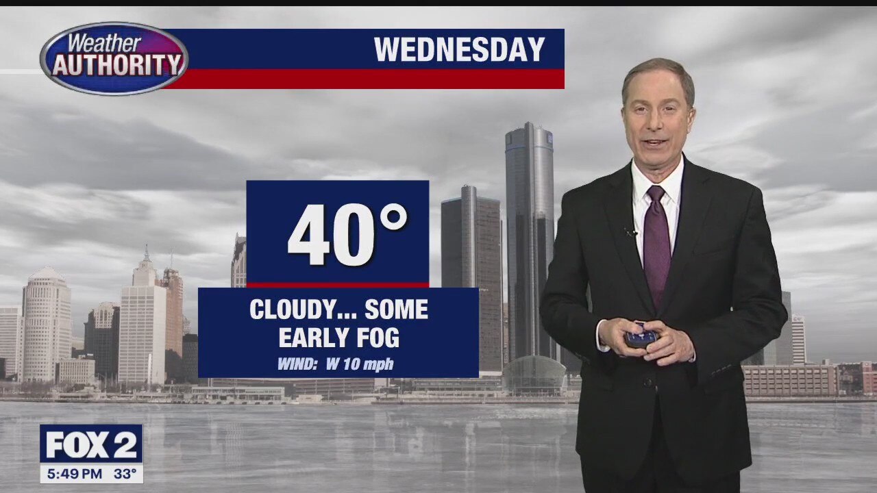 Cloudy Wednesday, morning fog expected