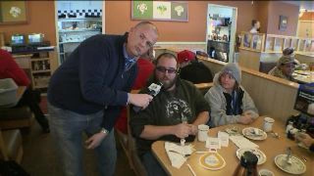 Tony talks with guests at IHOP