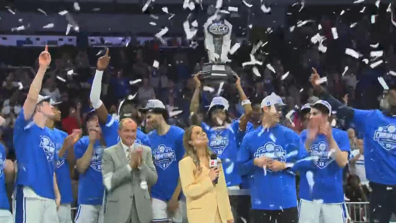 Fans celebrate Duke ACC Tournament Championship win