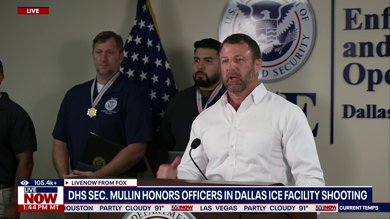 Mullin honors officers in Dallas ICE shooting