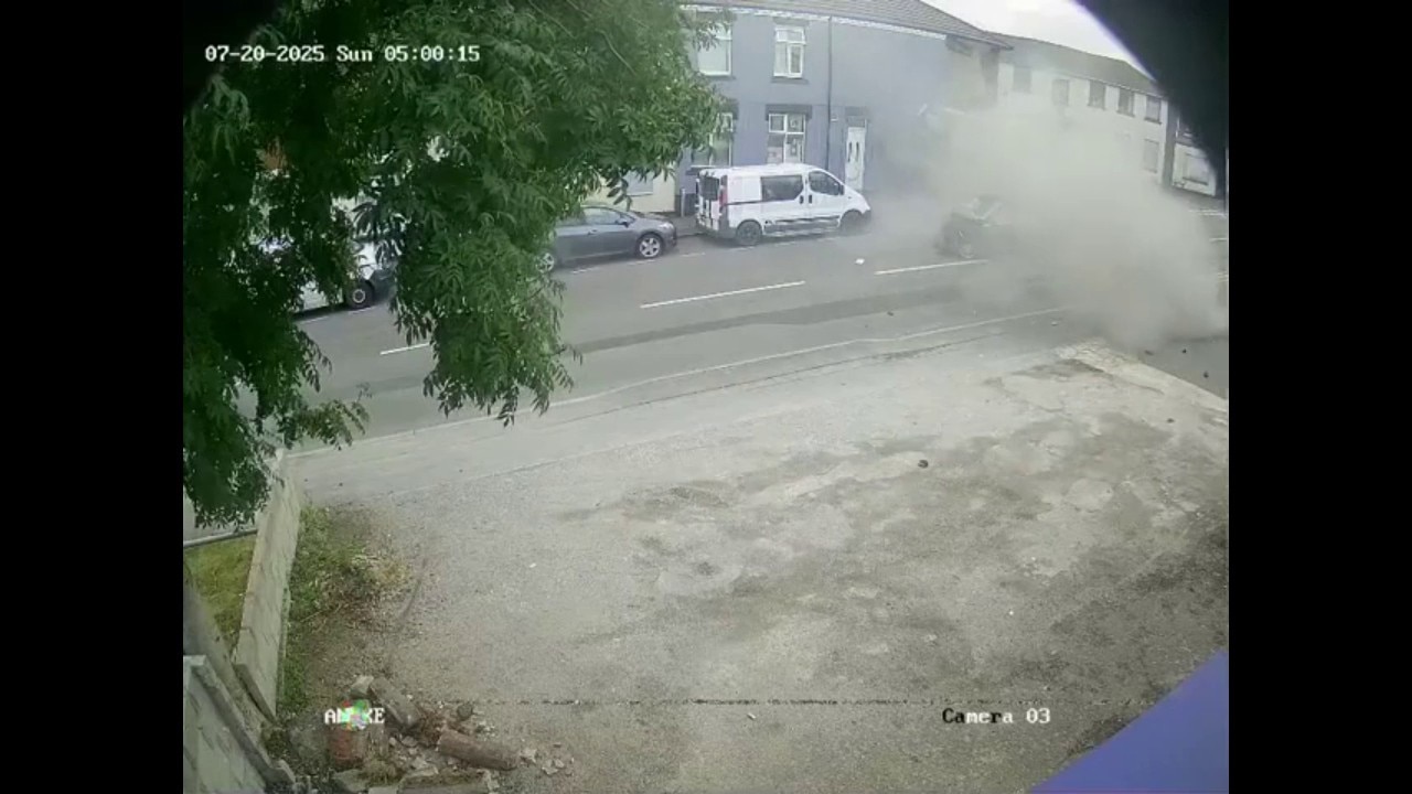 Dramatic police video shows car crash into kebab shop