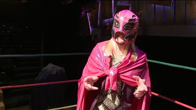 Laura Langemo tries out wrestling at First Stage Theater
