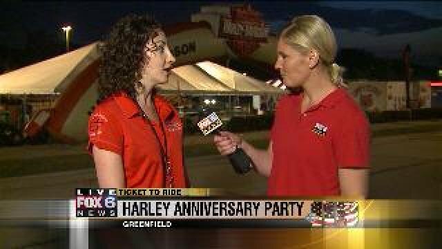 Laura talks with Sarah Maio at House of Harley