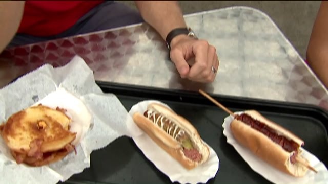 Carl checks out some of the delicious food at the State Fair