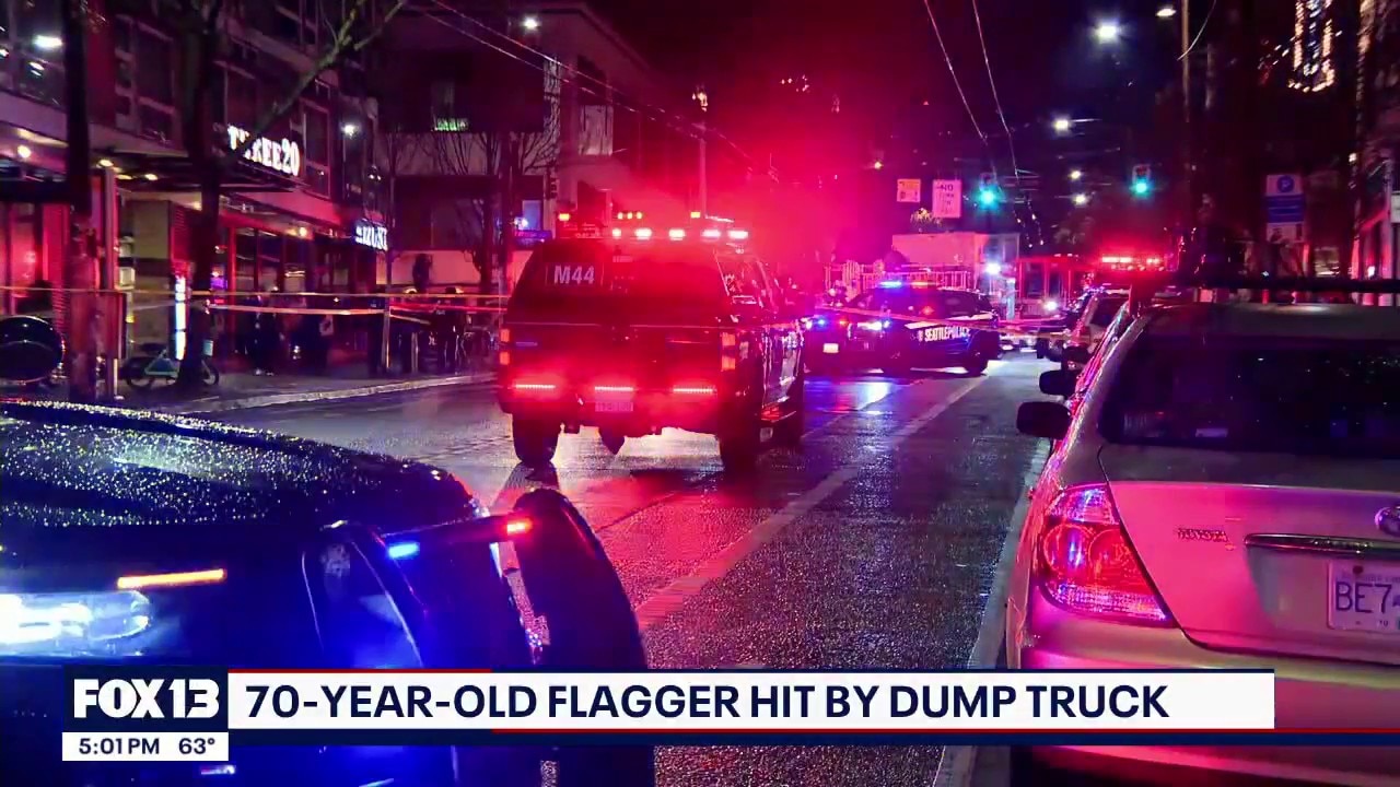 Dump truck hits 70-year-old flagger in Seattle