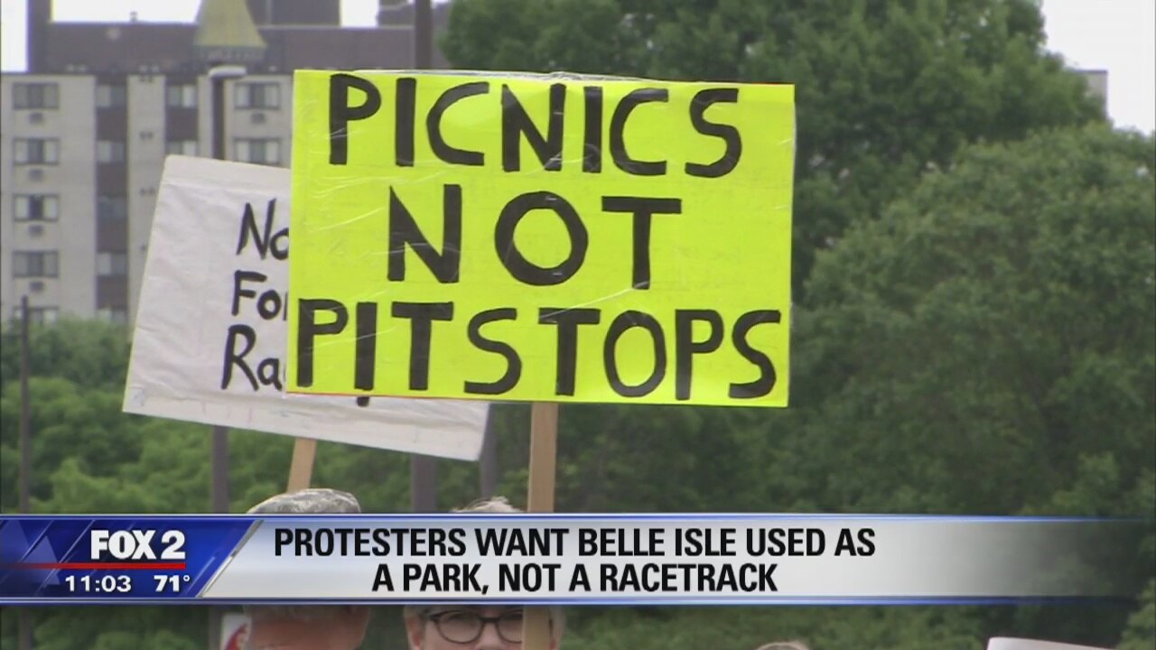 Protesters want Belle Isle used as a park, not a racetrack