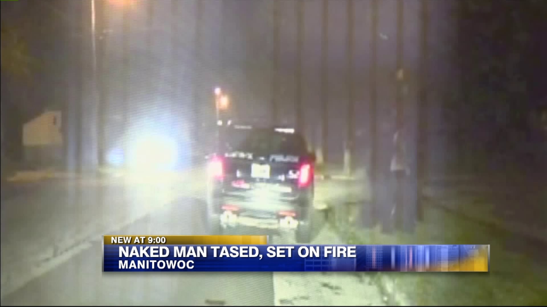 Naked man set on fire