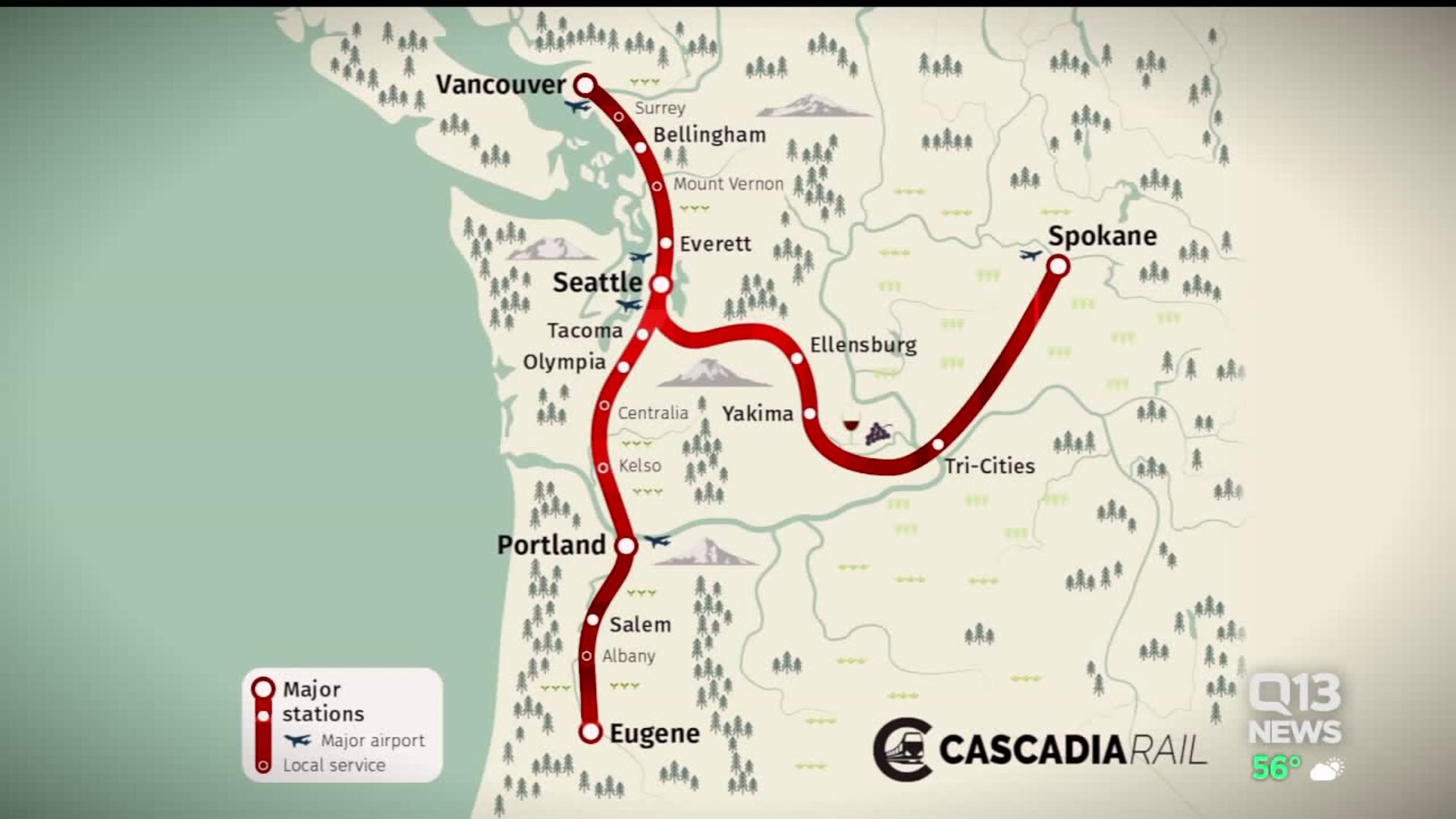 Study underway for high-speed rail from Portland to Vancouver, B.C.