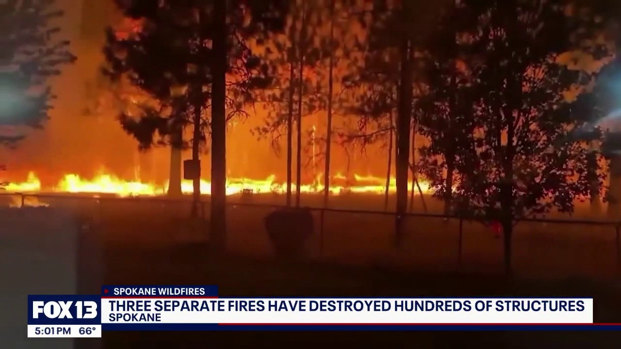 3 separate wildfires burning in Spokane, WA