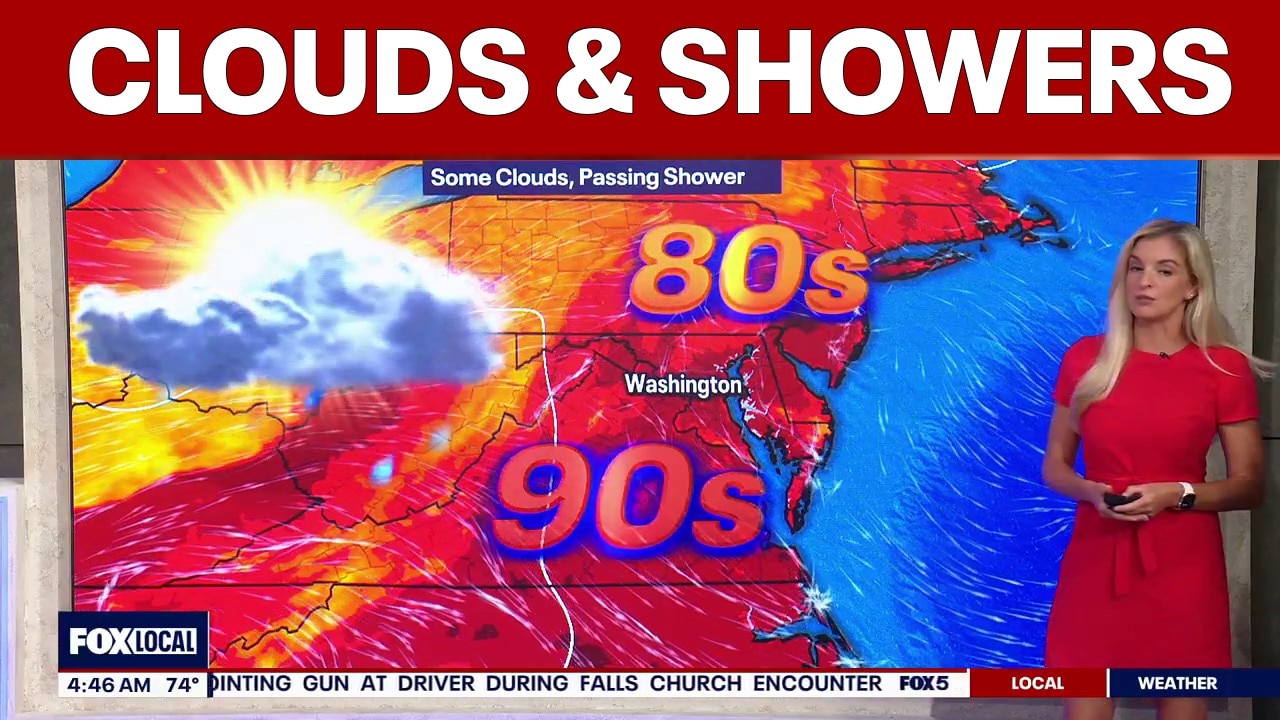 DC weather: Partly sunny, passing showers Wednesday with highs in the upper-80s