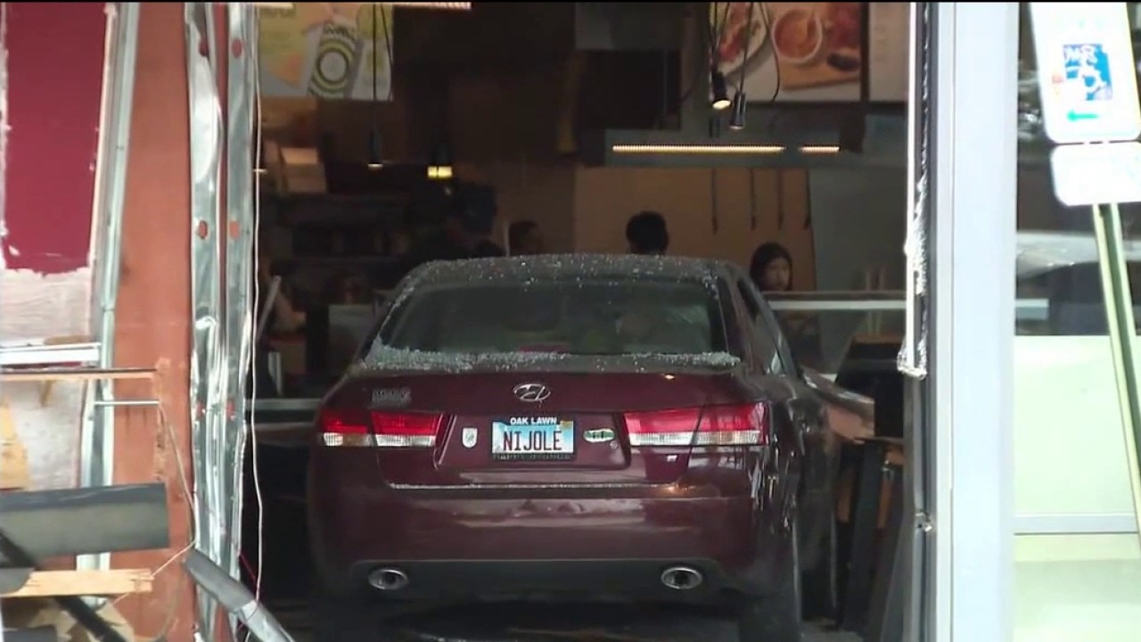 Toddler among others hurt when car crashes into Chipotle