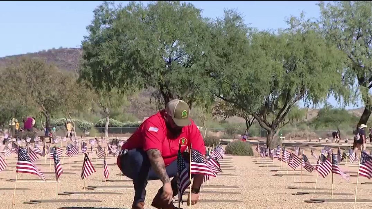 Flags placed at Arizona cemetery to honor fallen heroes