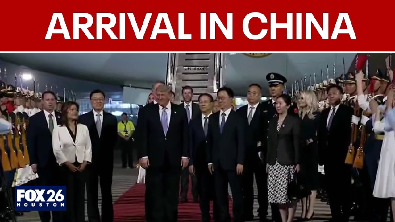 President Donald Trump arrives in Beijing, China