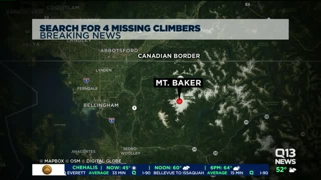 Search for 4 missing climbers on Mt. Baker