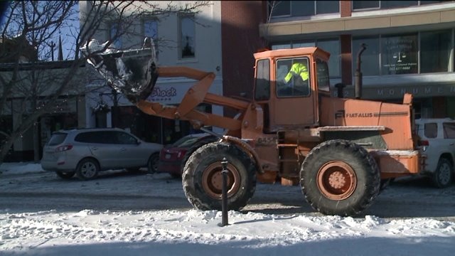Chip learns how to operate equipment used for making snow blocks