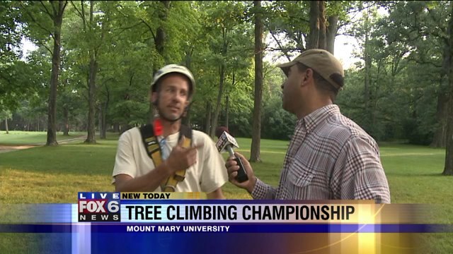 Justin learns some techniques for climbing trees