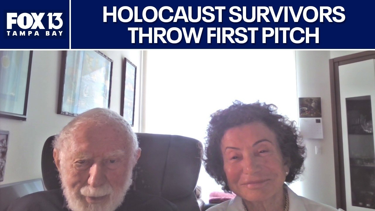 Holocaust survivors throw first pitch at the Trop