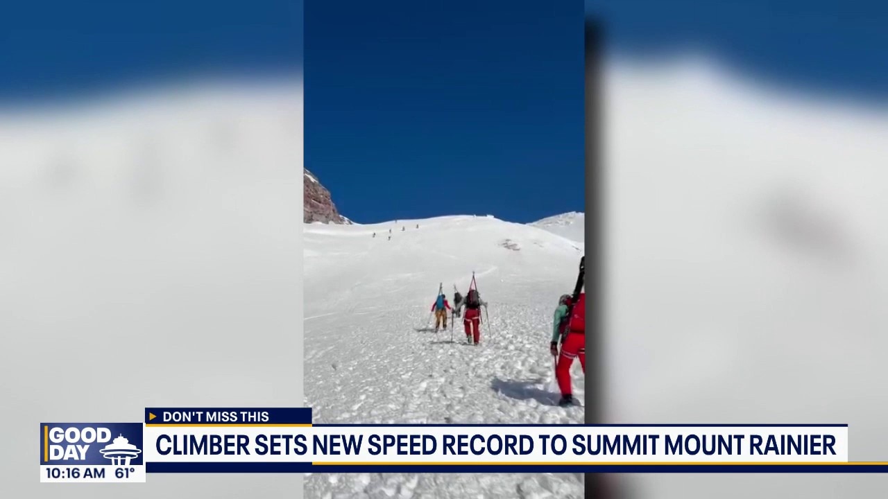 Climber sets new speed record to summit WA's Mount Rainier