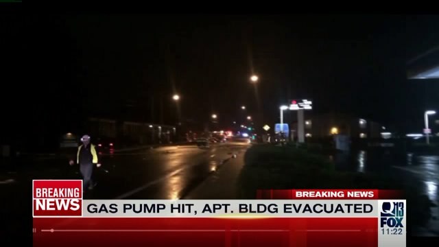 Car hits natural gas pump in Everett, forcing evacuation of apt. building