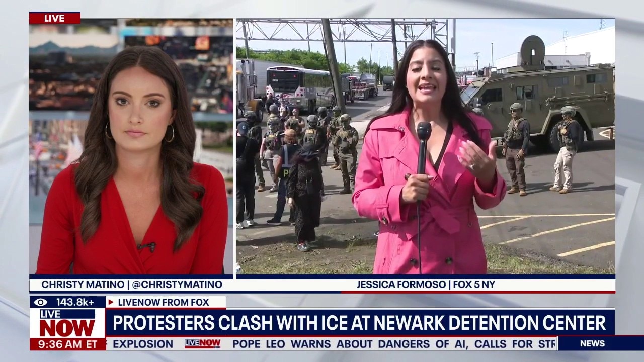 Protesters clash with ICE at Newark Detention Center