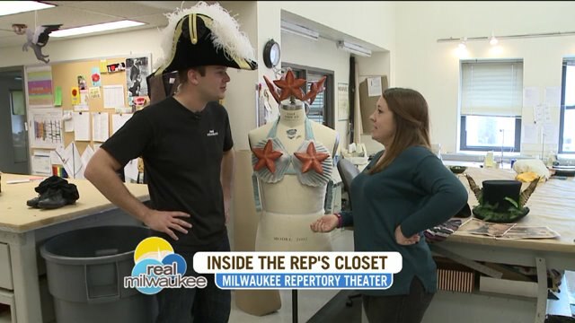 Chip hangs inside the closet at the Milwaukee Repertory Theater